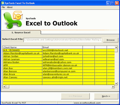 Click to view Excel to PST Converter 3.0 screenshot